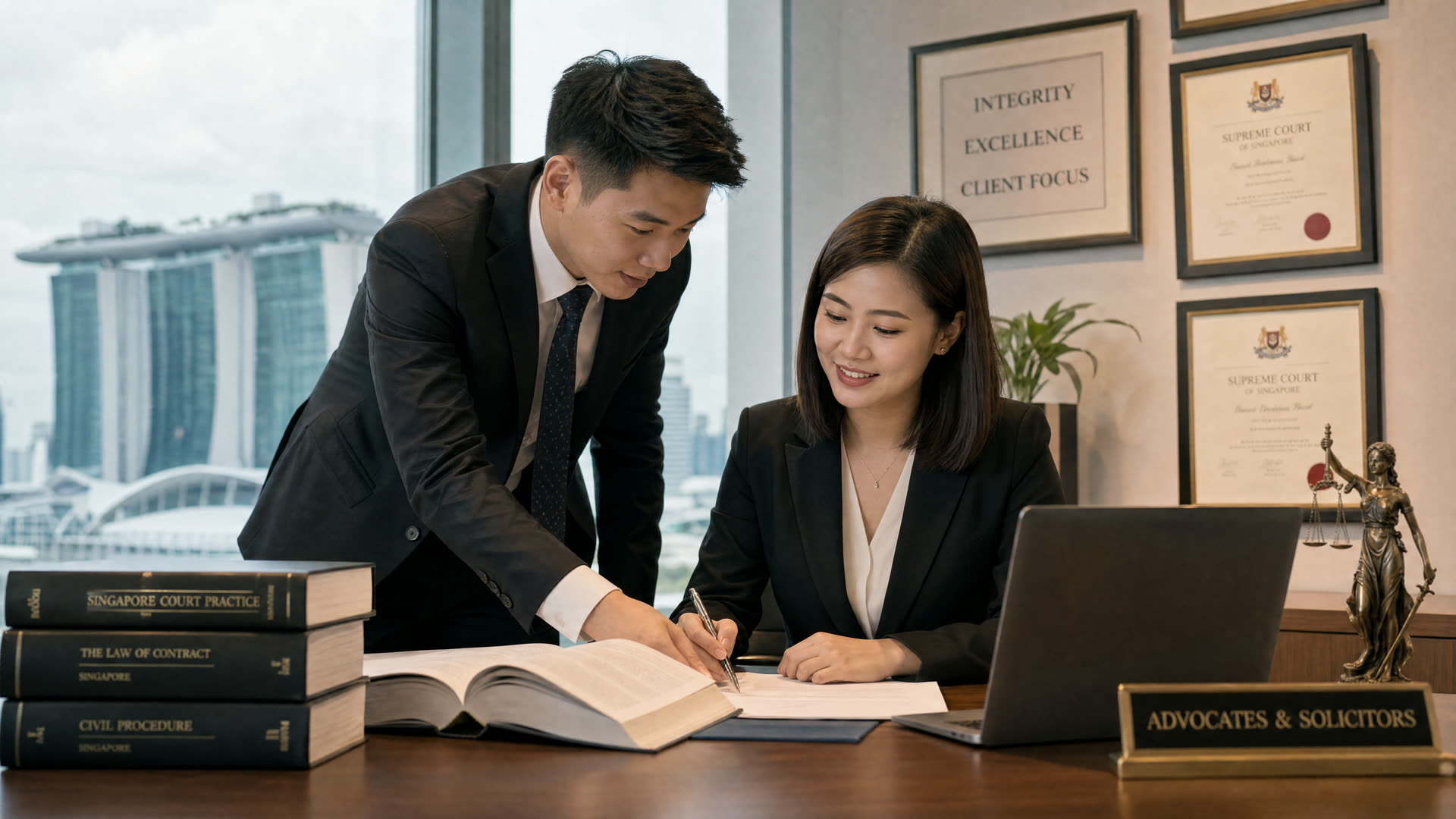 Two CK Tan lawyers working through a matter together at the office (representative photograph)